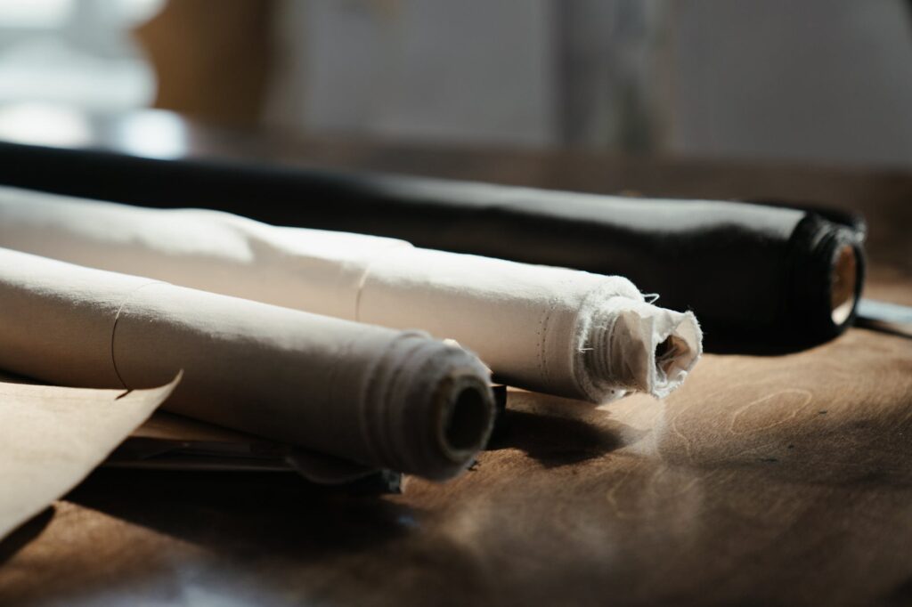 white tube on brown wooden table