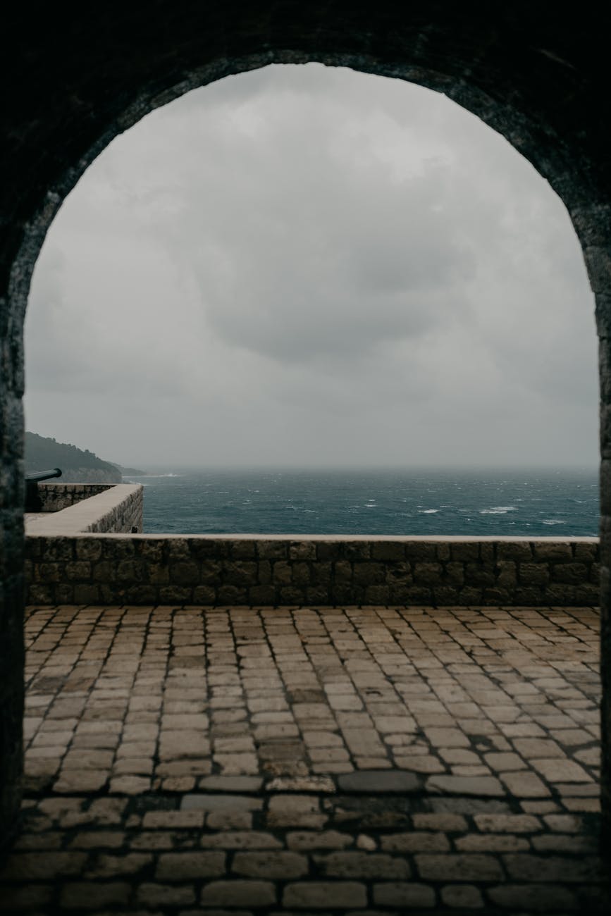 arched stone passage of masonry fortress