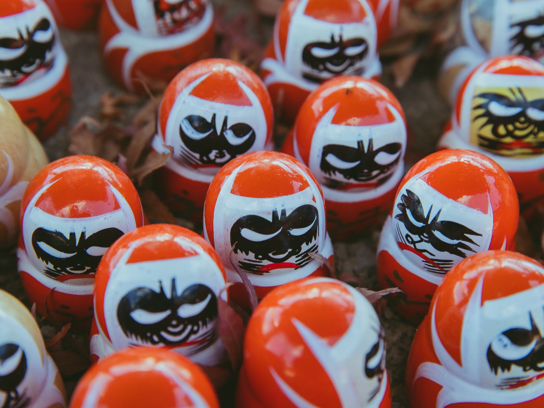 collection of small daruma dolls