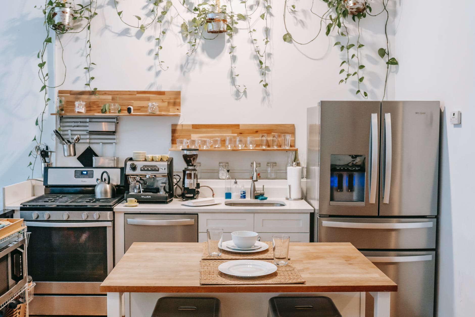 kitchen room with white wall