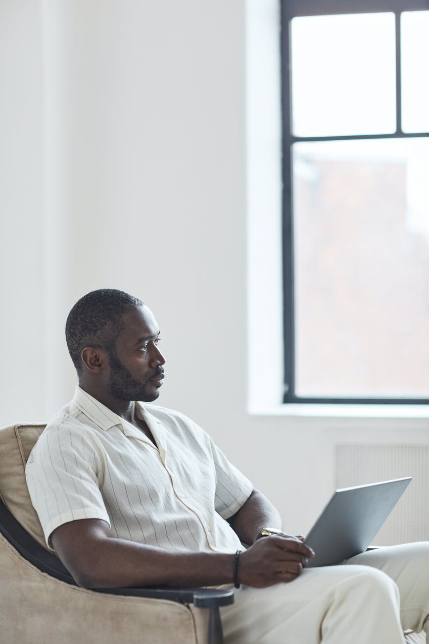 a businessman working at home