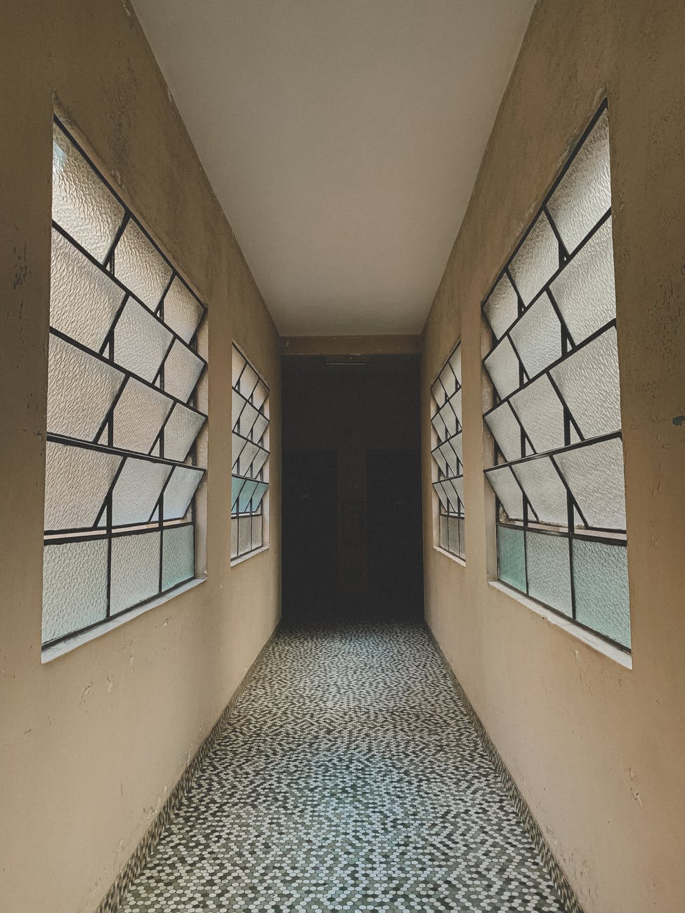 modern corridor with rows of windows